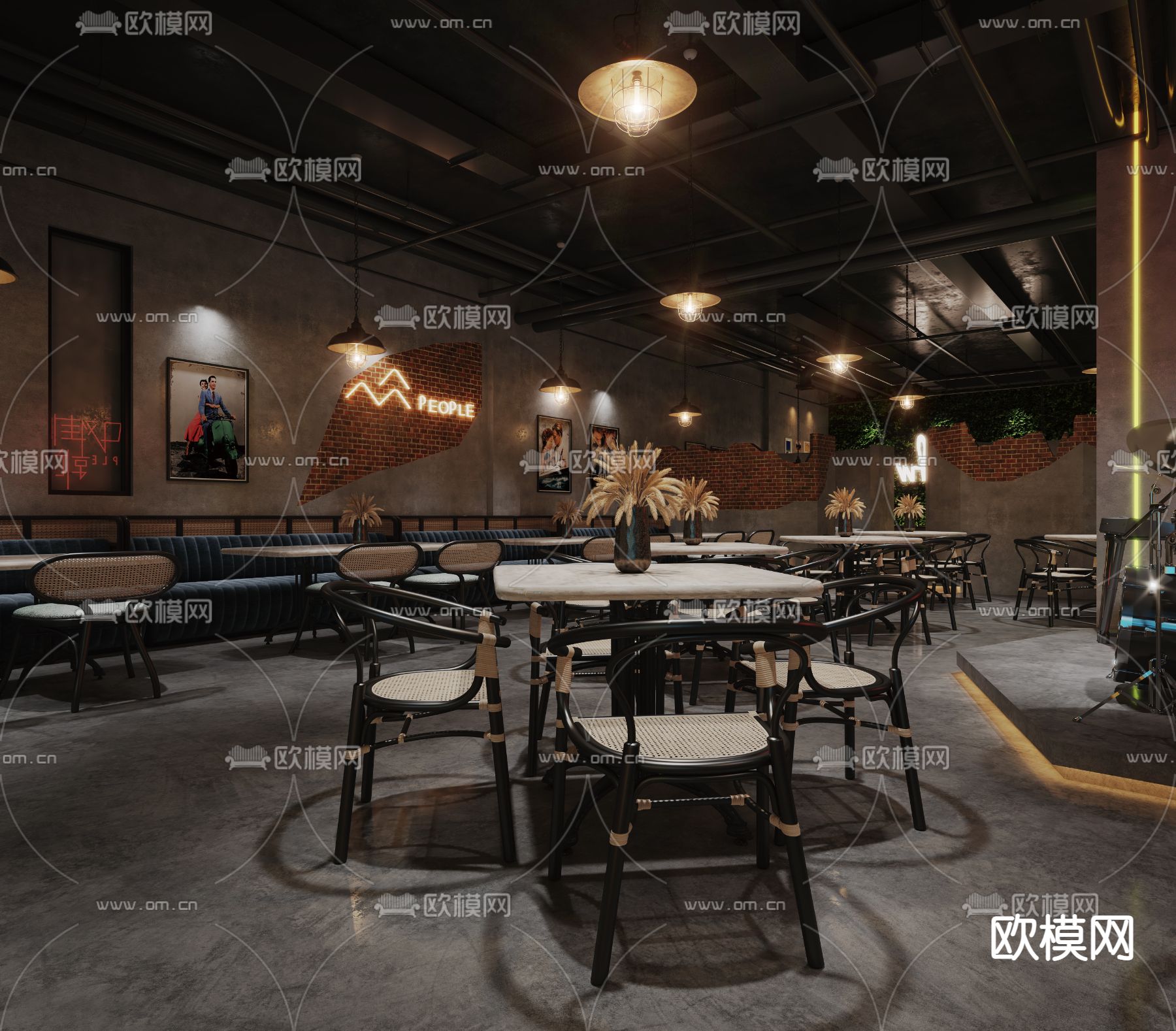 工业风酒吧清吧3d模型