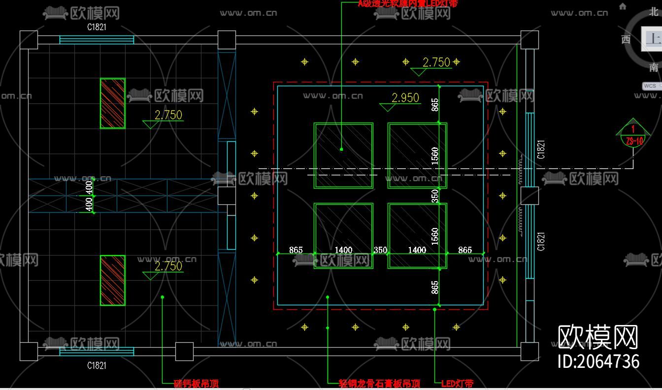 会议室cad施工图下载（渲染图1）