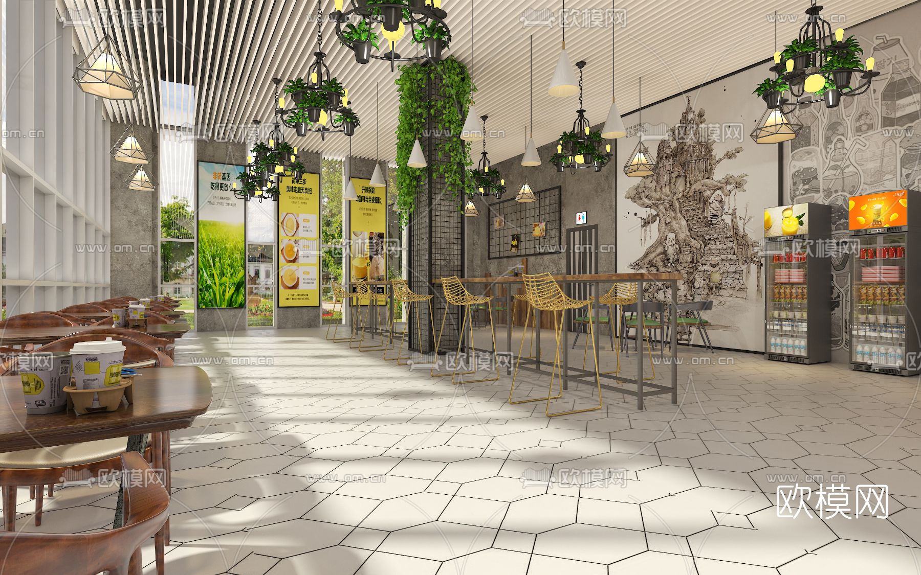 现代咖啡厅3d模型下载（渲染图3）
