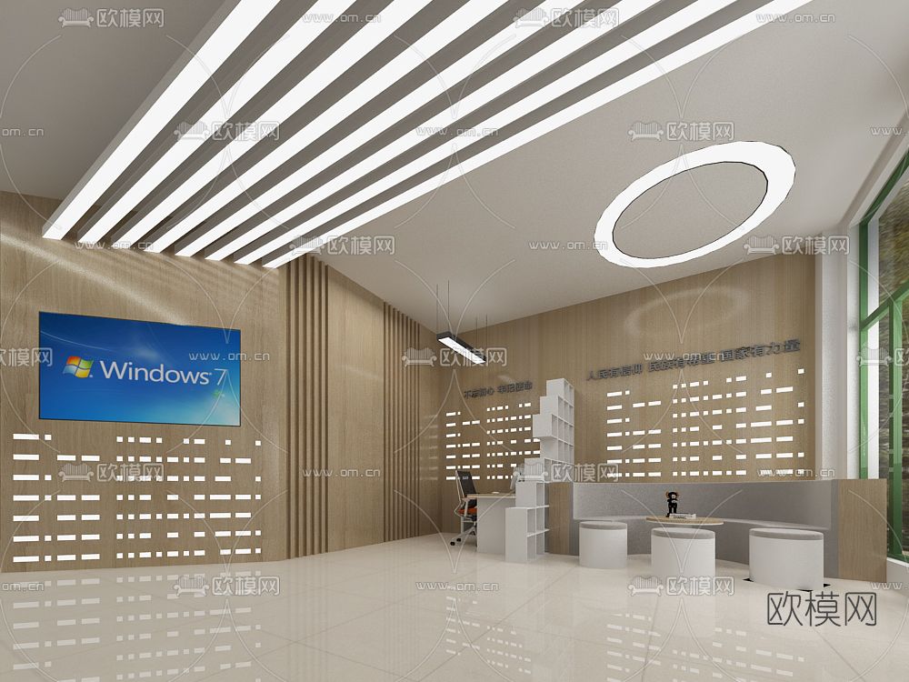 现代社区大厅居民会免费3d模型下载（渲染图4）