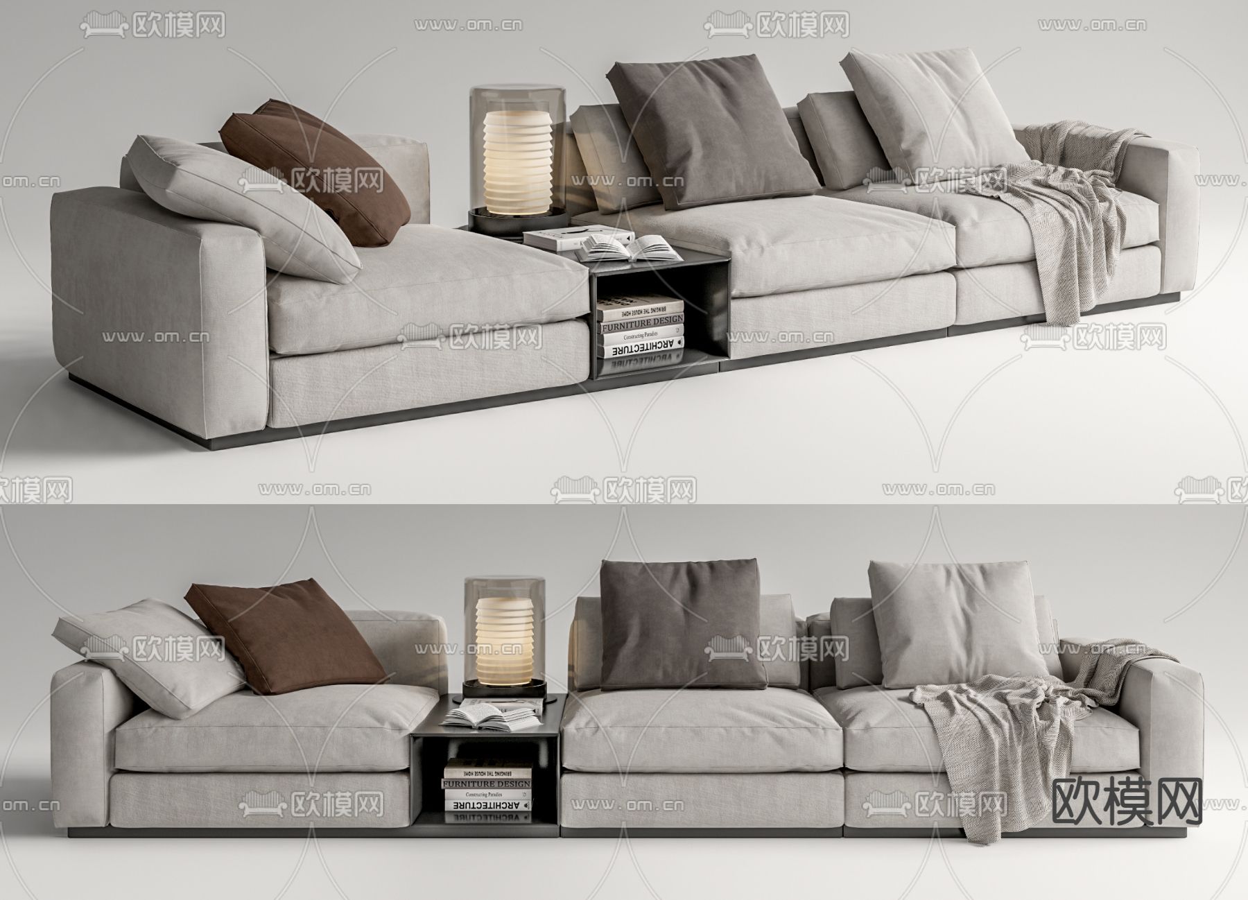 现代布艺多人沙发su模型