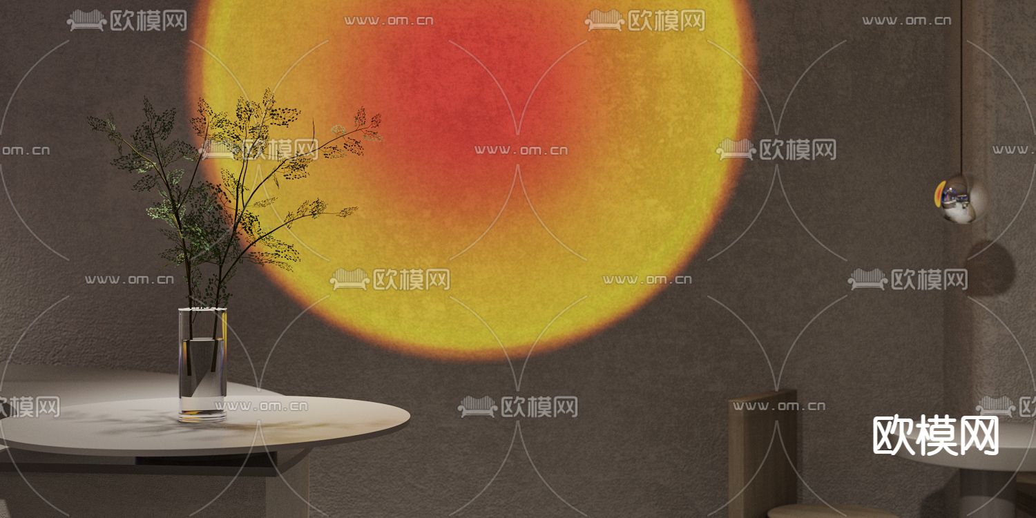 现代密室逃脱接待厅3d模型下载（渲染图6）