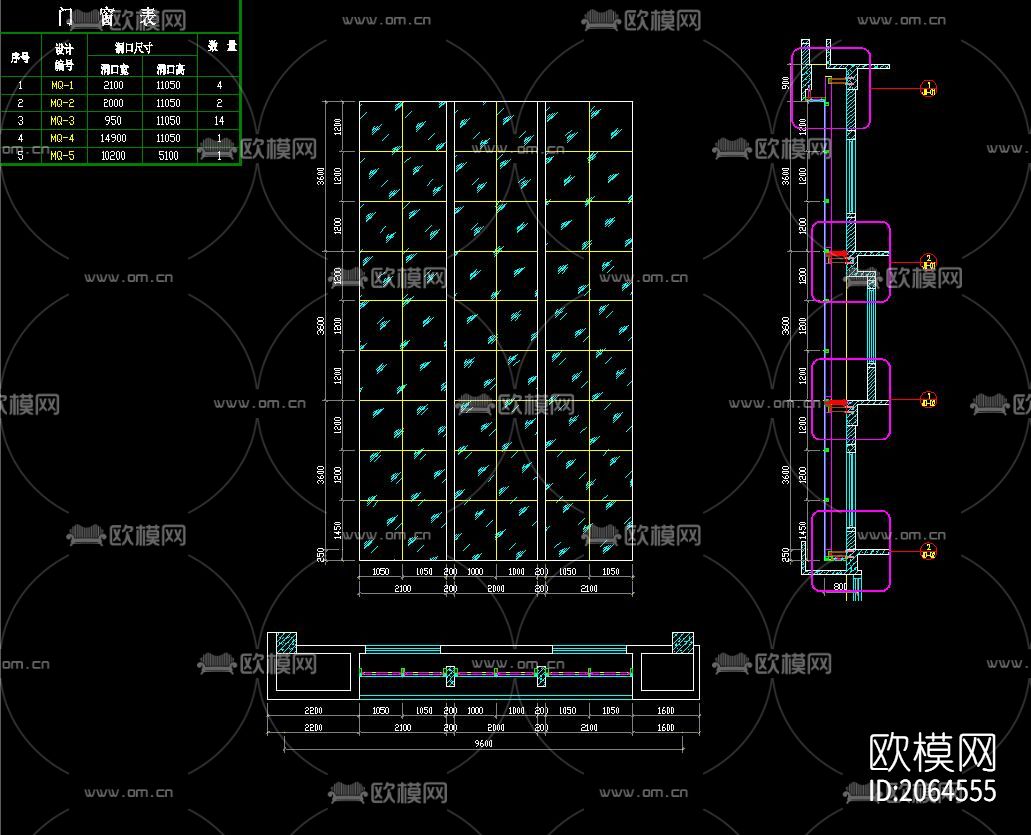玻璃幕墙cad节点图下载（渲染图6）