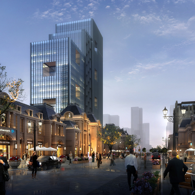  欧式商业街su模型 