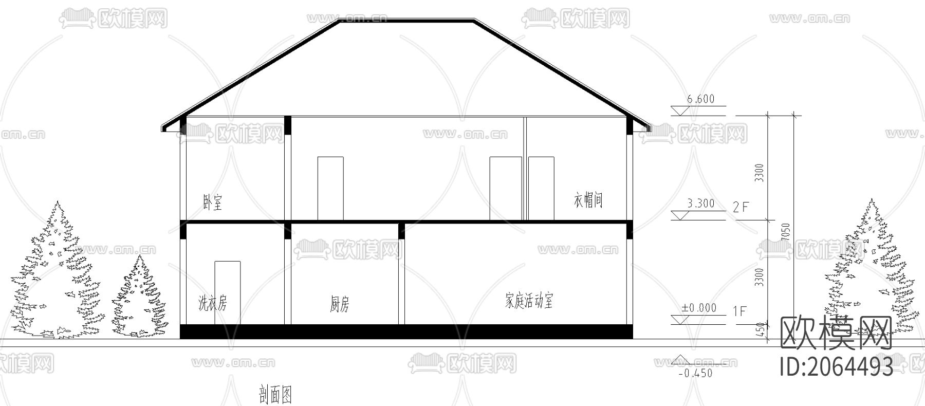 独栋别墅cad图纸下载（渲染图7）