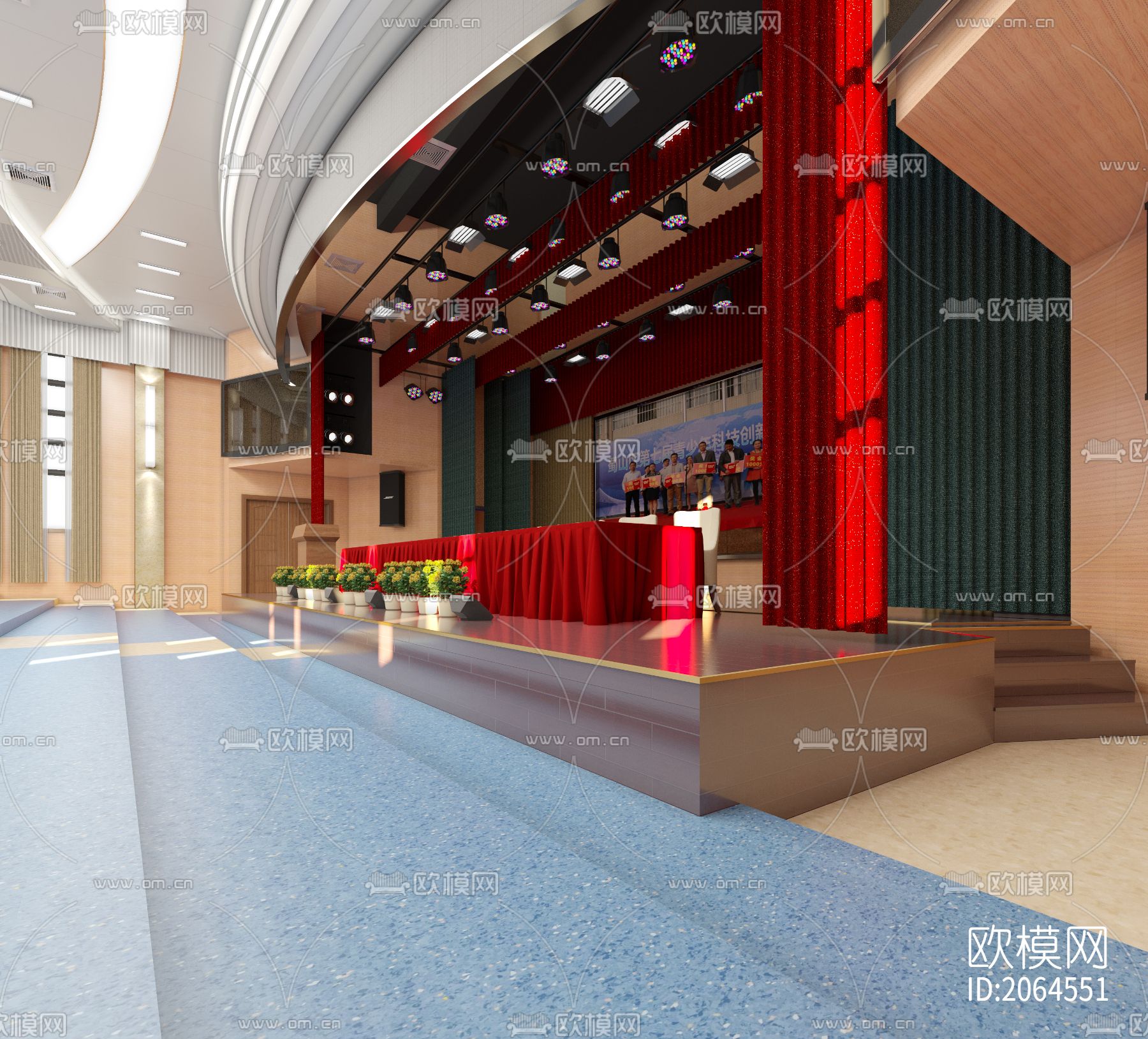 报告厅会议室cad施工图下载（渲染图8）