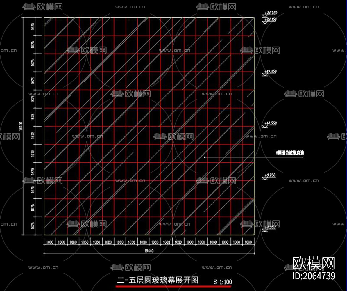 玻璃幕墙cad施工图下载（渲染图9）