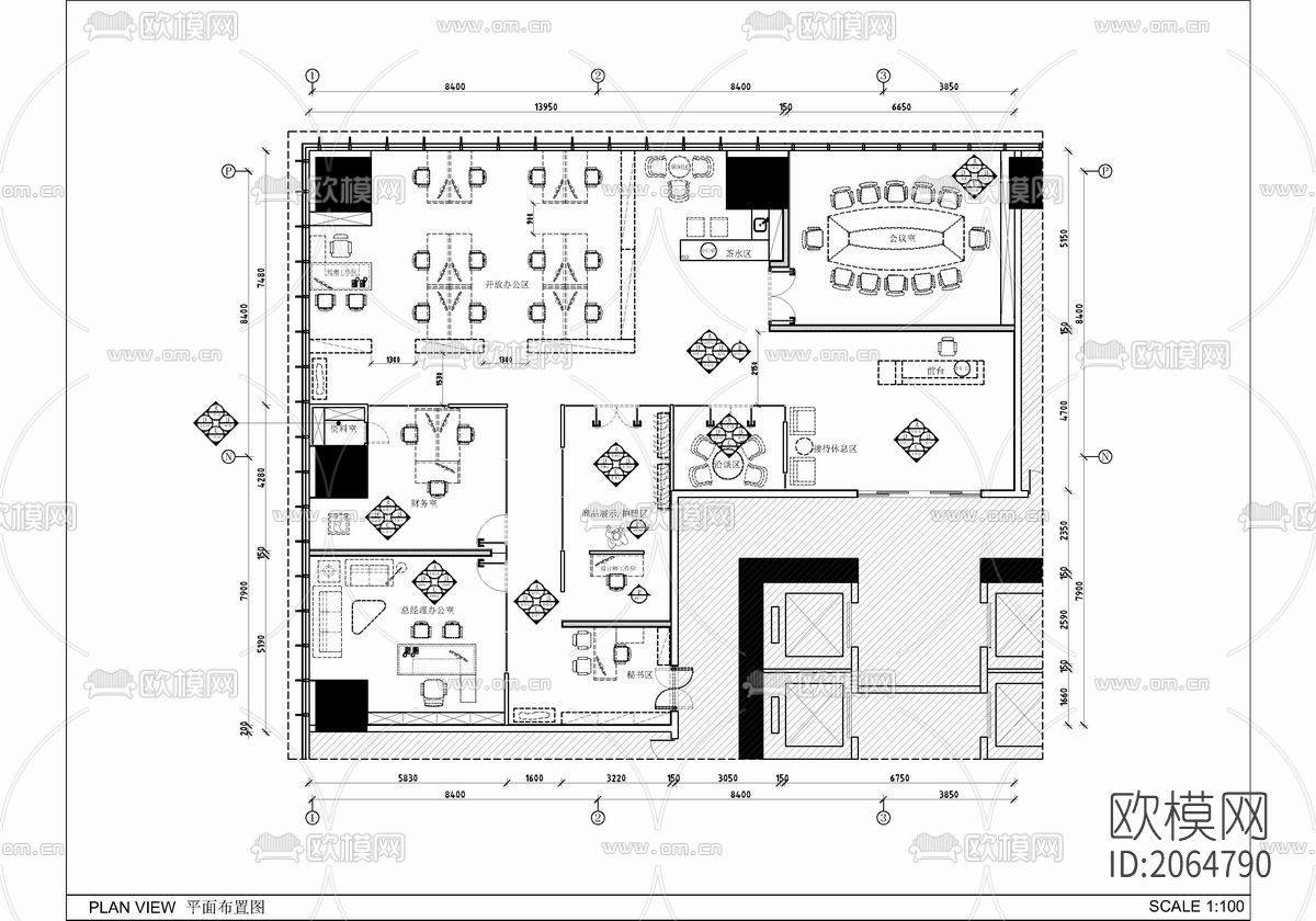 办公室cad施工图-免费3dmax模型库-欧模网