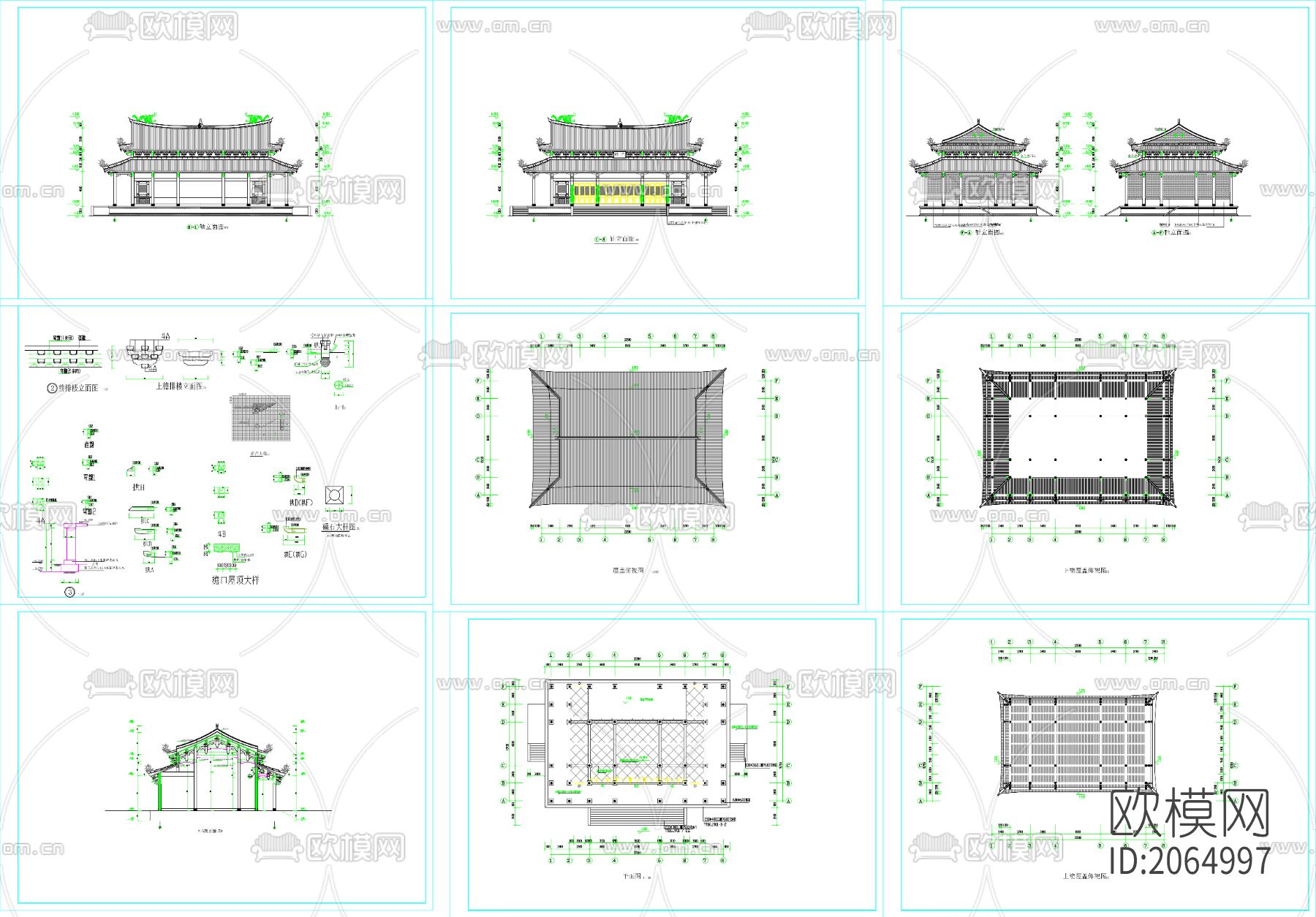 古建筑cad施工图-免费3dmax模型库-欧模网