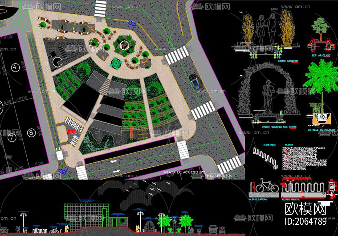 公园景观cad图纸下载（渲染图7）