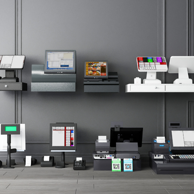  现代超市收银机su模型 