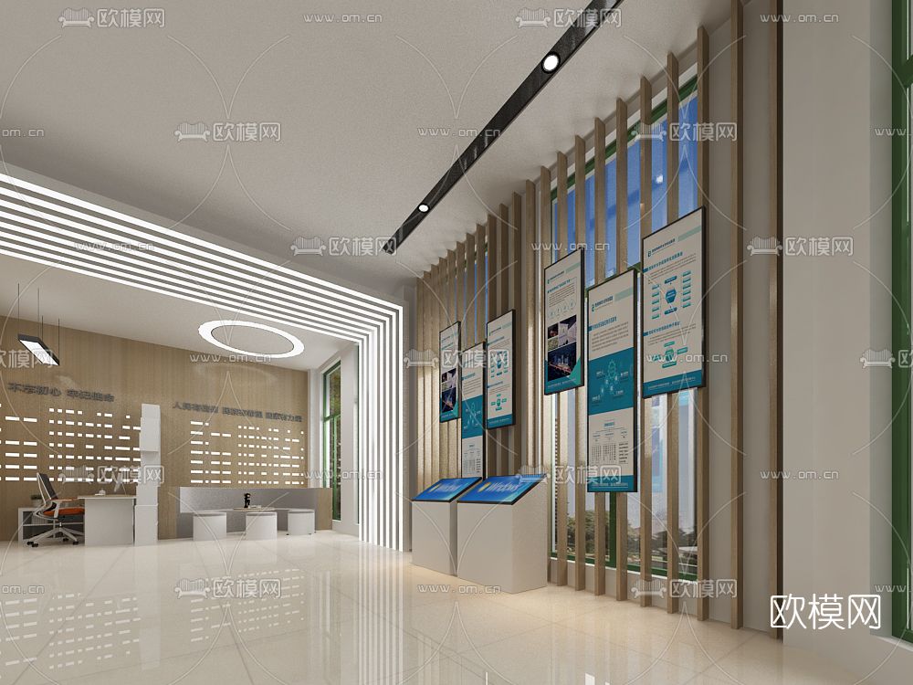 现代社区大厅居民会免费3d模型下载（渲染图5）