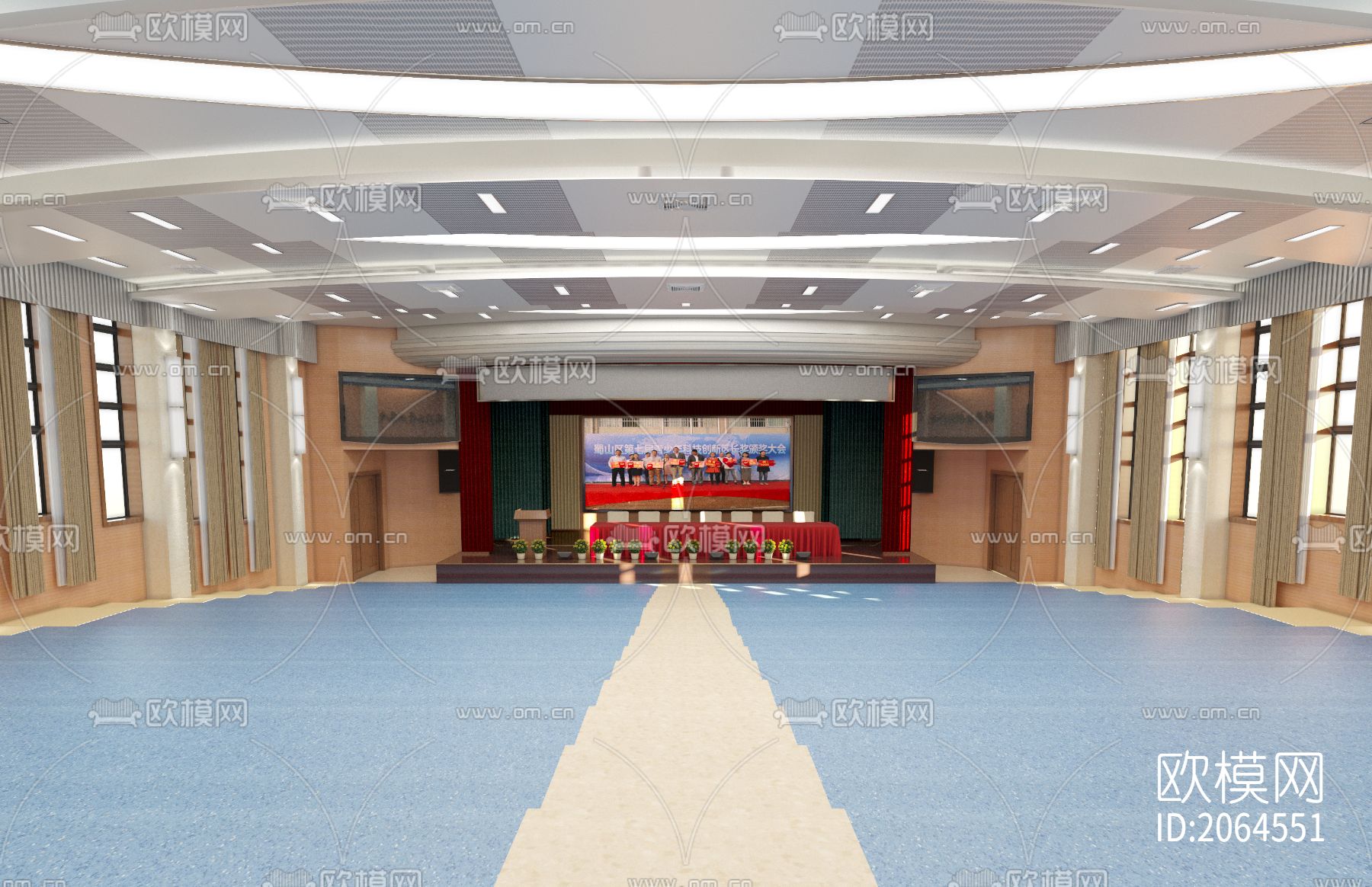 报告厅会议室cad施工图下载（渲染图6）