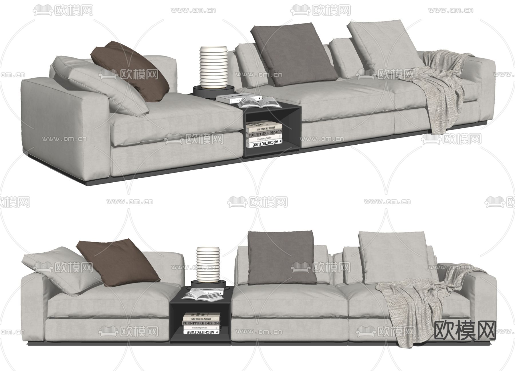 现代布艺多人沙发su模型