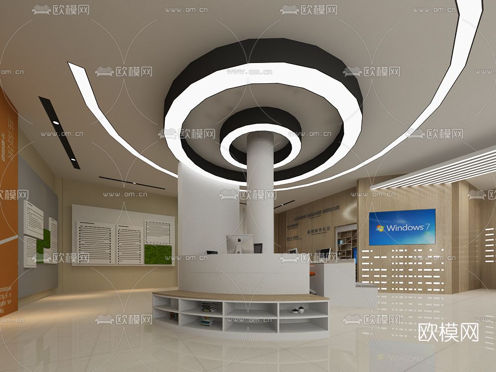 现代社区大厅居民会免费3d模型下载（渲染图1）