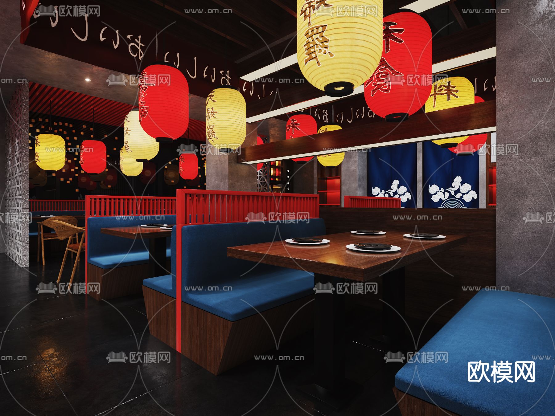 日式料理餐厅3d模型