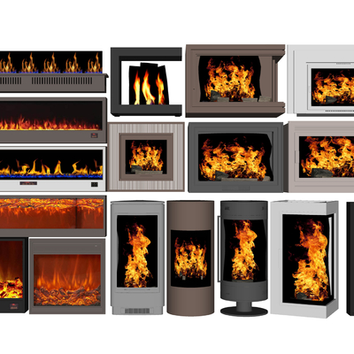  现代电子火炉壁炉su模型 