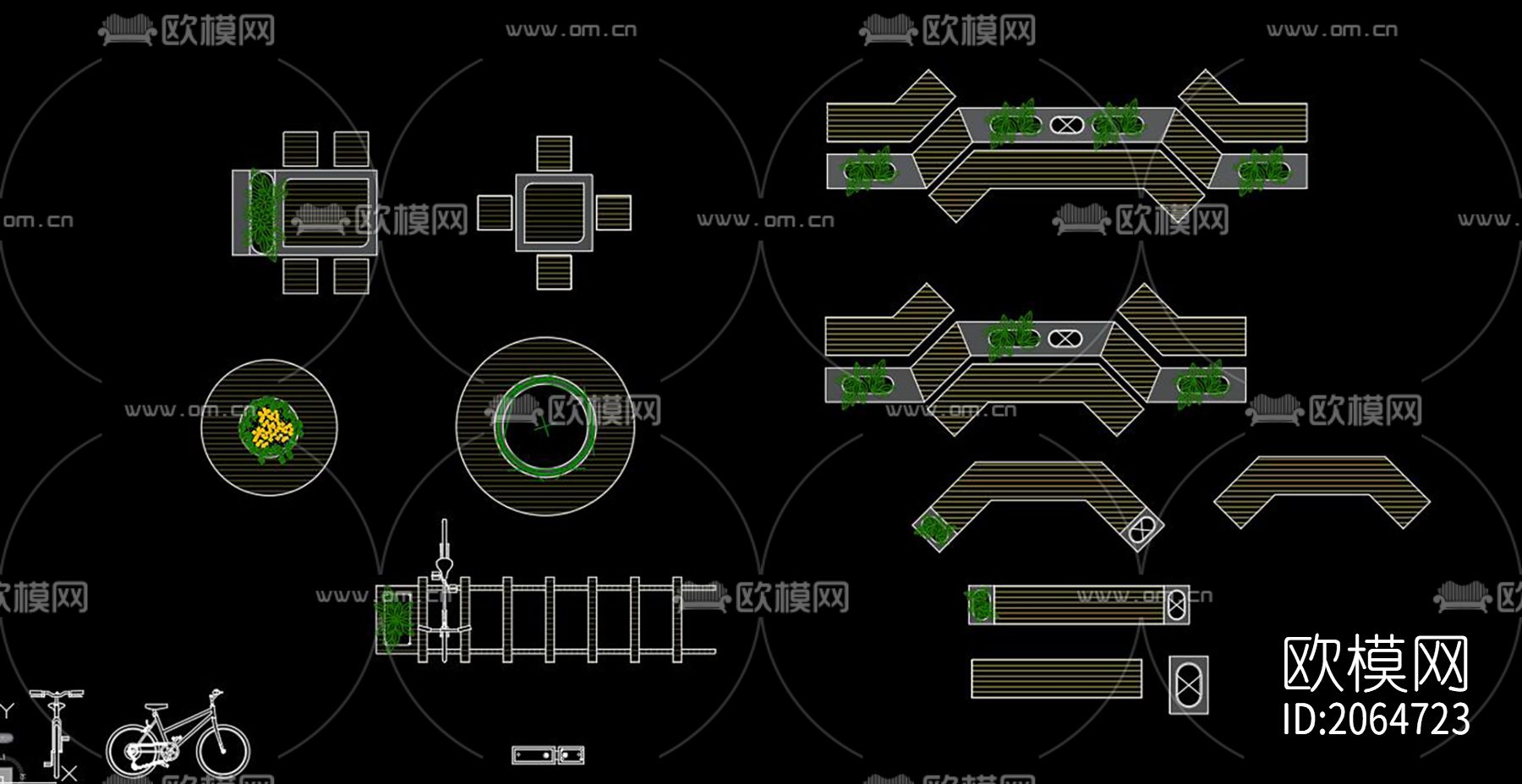 城市户外家具cad图库下载（渲染图1）