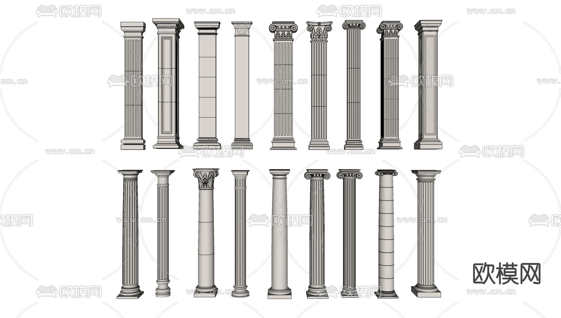 欧式罗马柱su模型下载（渲染图2）