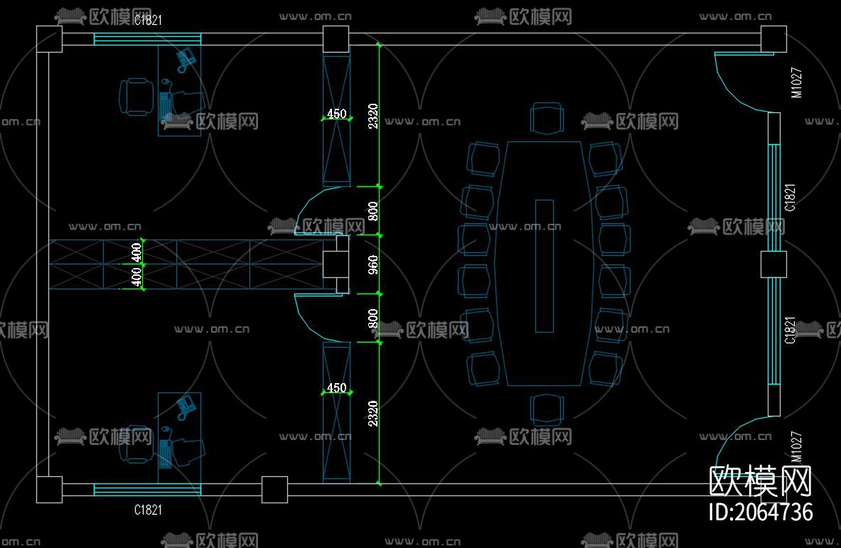 会议室cad施工图下载（渲染图3）