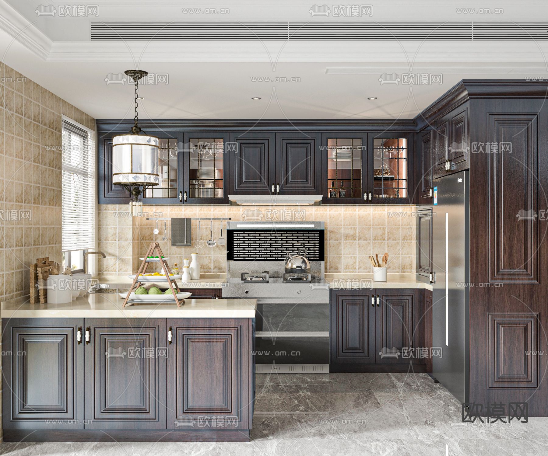美式家居厨房免费3d模型下载
