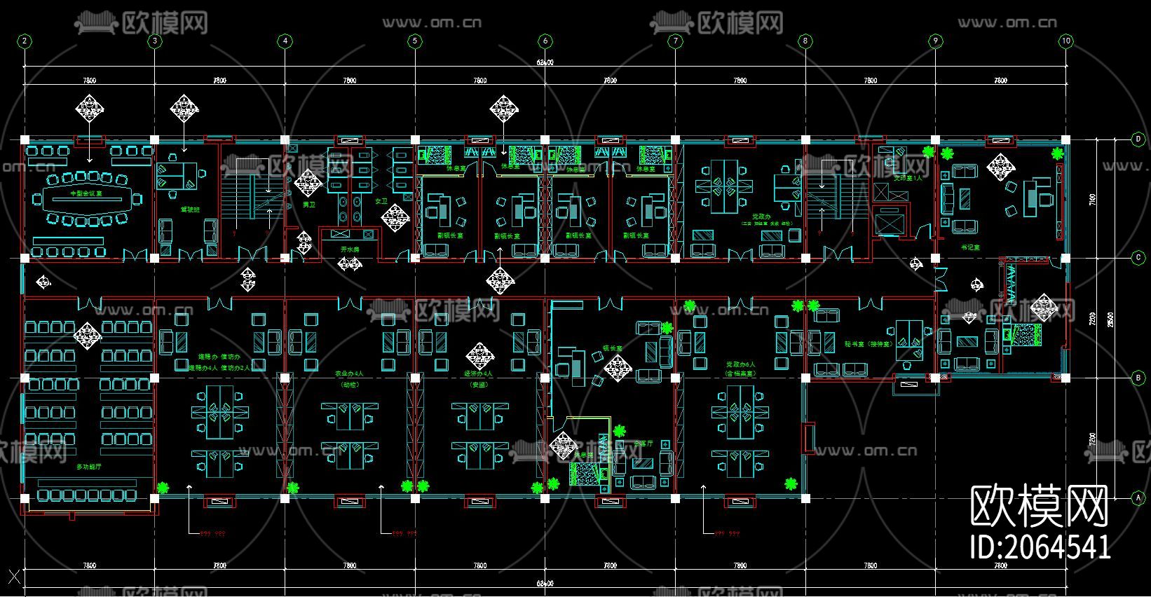 办公室cad图纸下载（渲染图1）