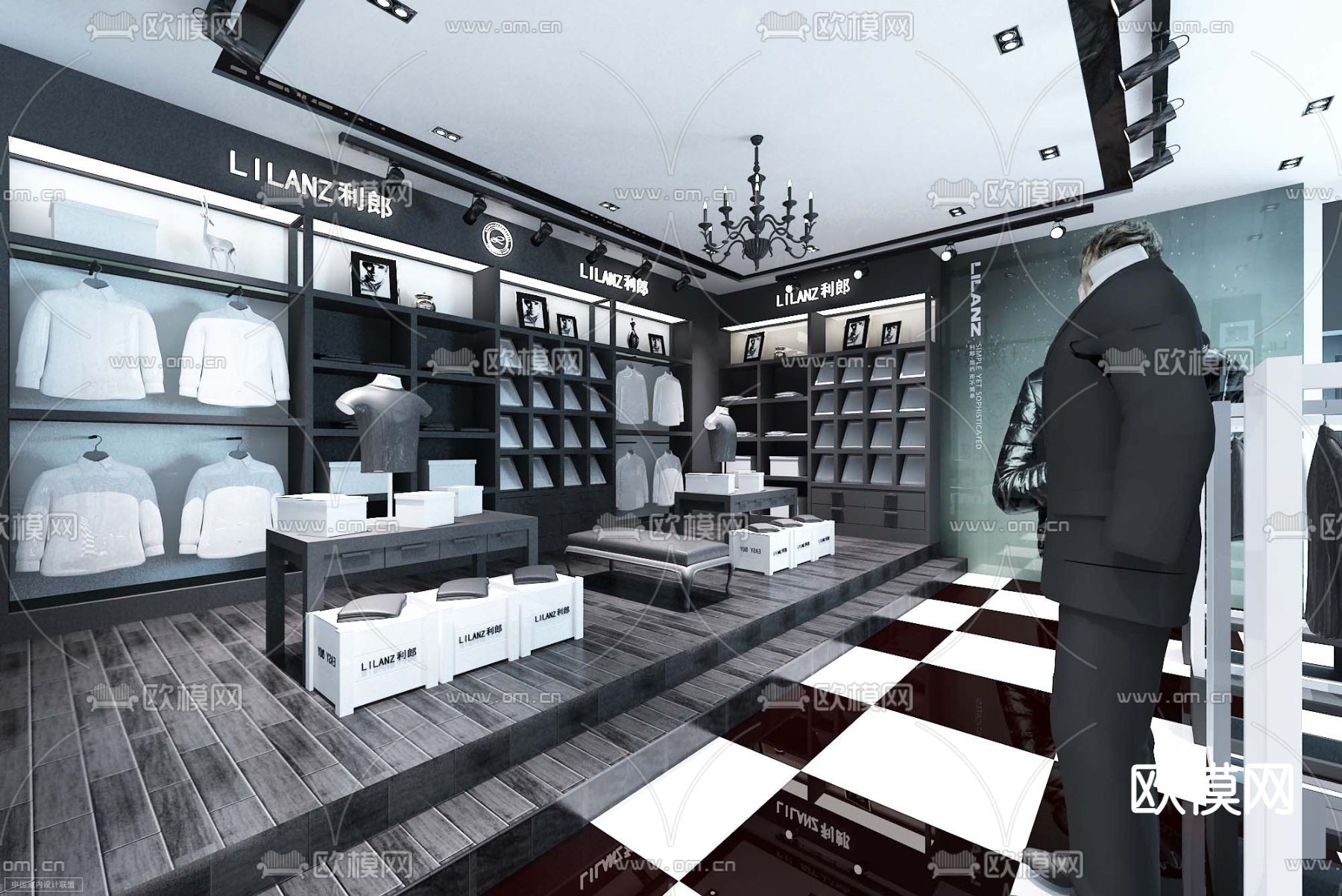 现代男装专卖店男装免费3d模型下载（渲染图6）