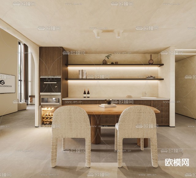 侘寂风美容店3d模型下载(渲染图4)