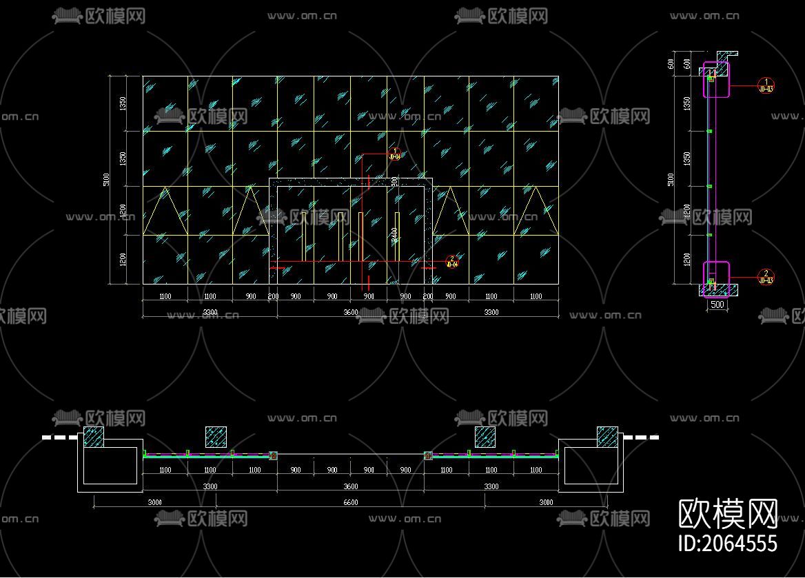 玻璃幕墙cad节点图下载（渲染图3）