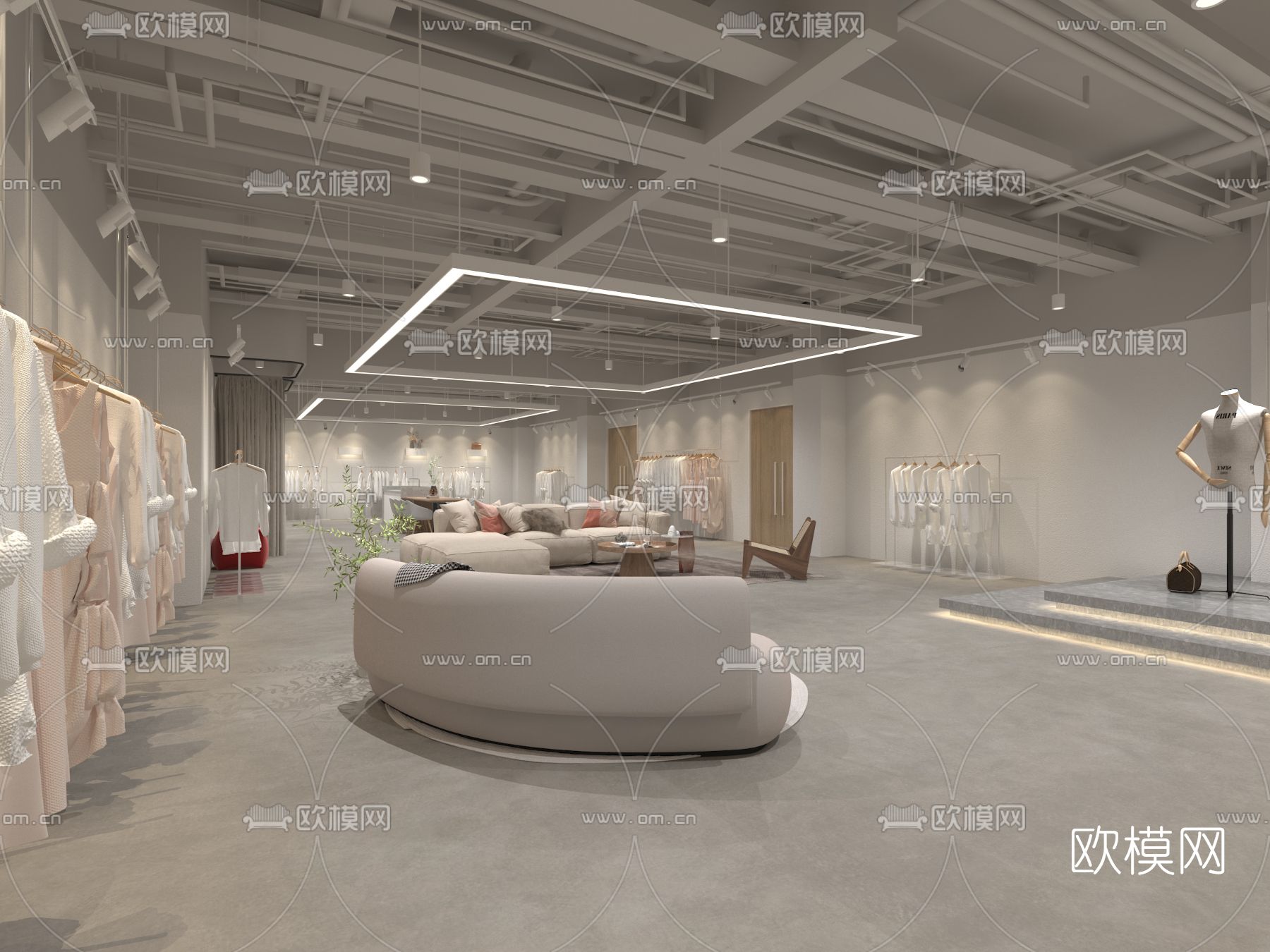 侘寂服装鞋店免费3d模型下载（渲染图2）