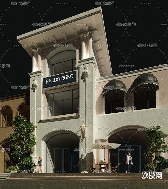 简欧门头门面免费3d模型下载_ID11898810_3dmax免费模型-欧模网
