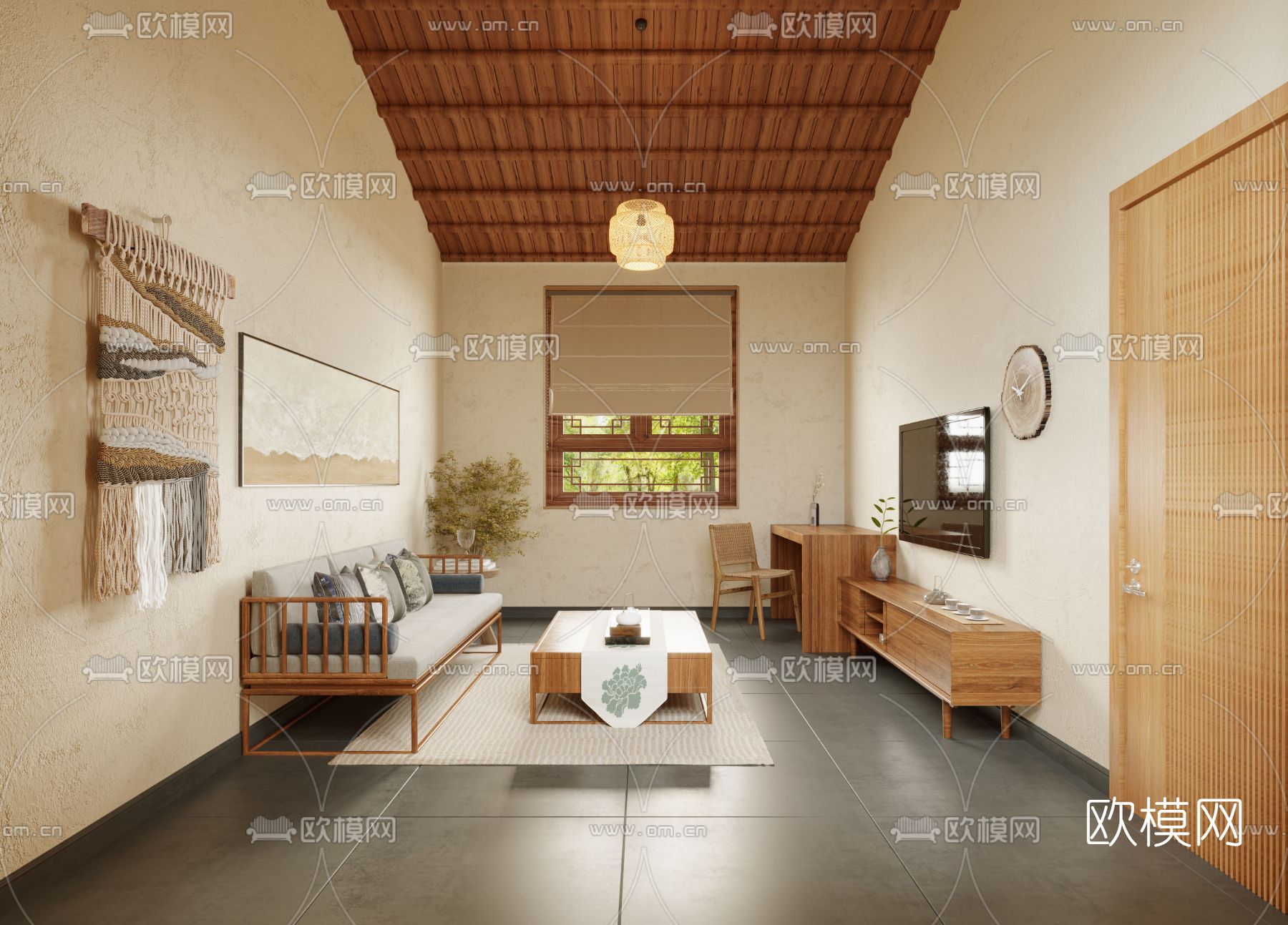 自然风民宿免费3d模型下载（渲染图1）