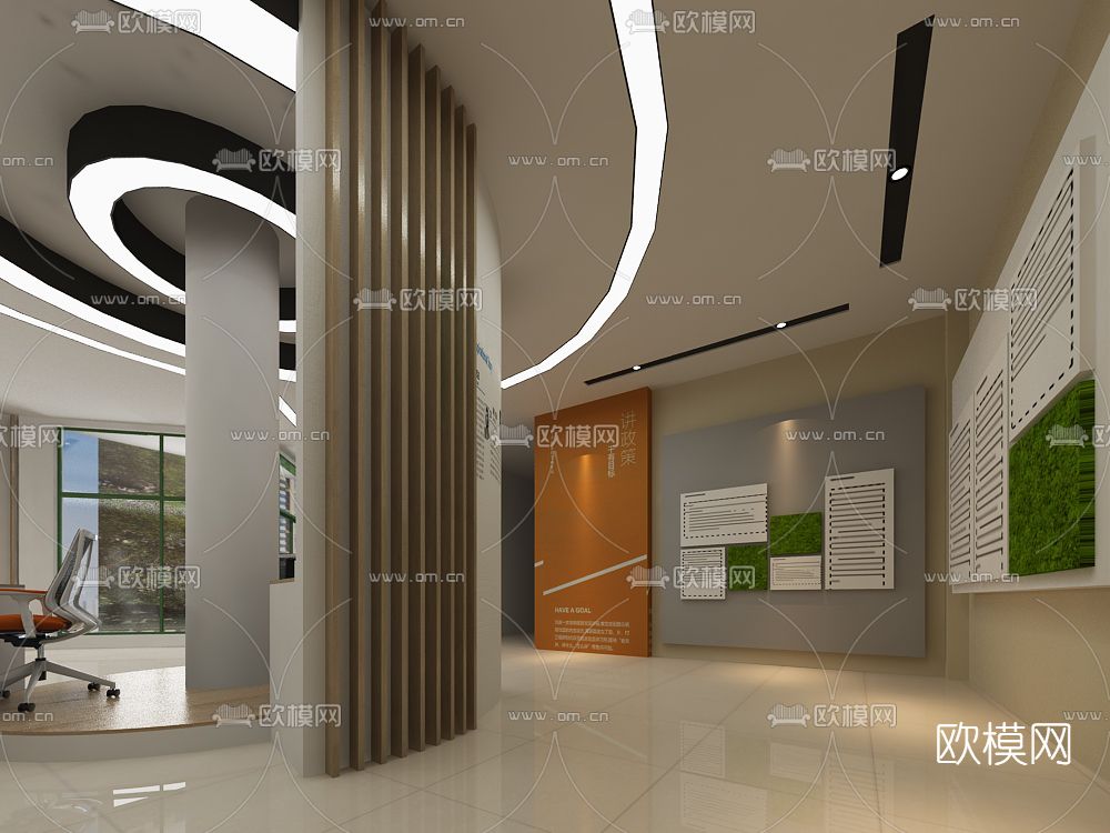 现代社区大厅居民会免费3d模型下载（渲染图2）