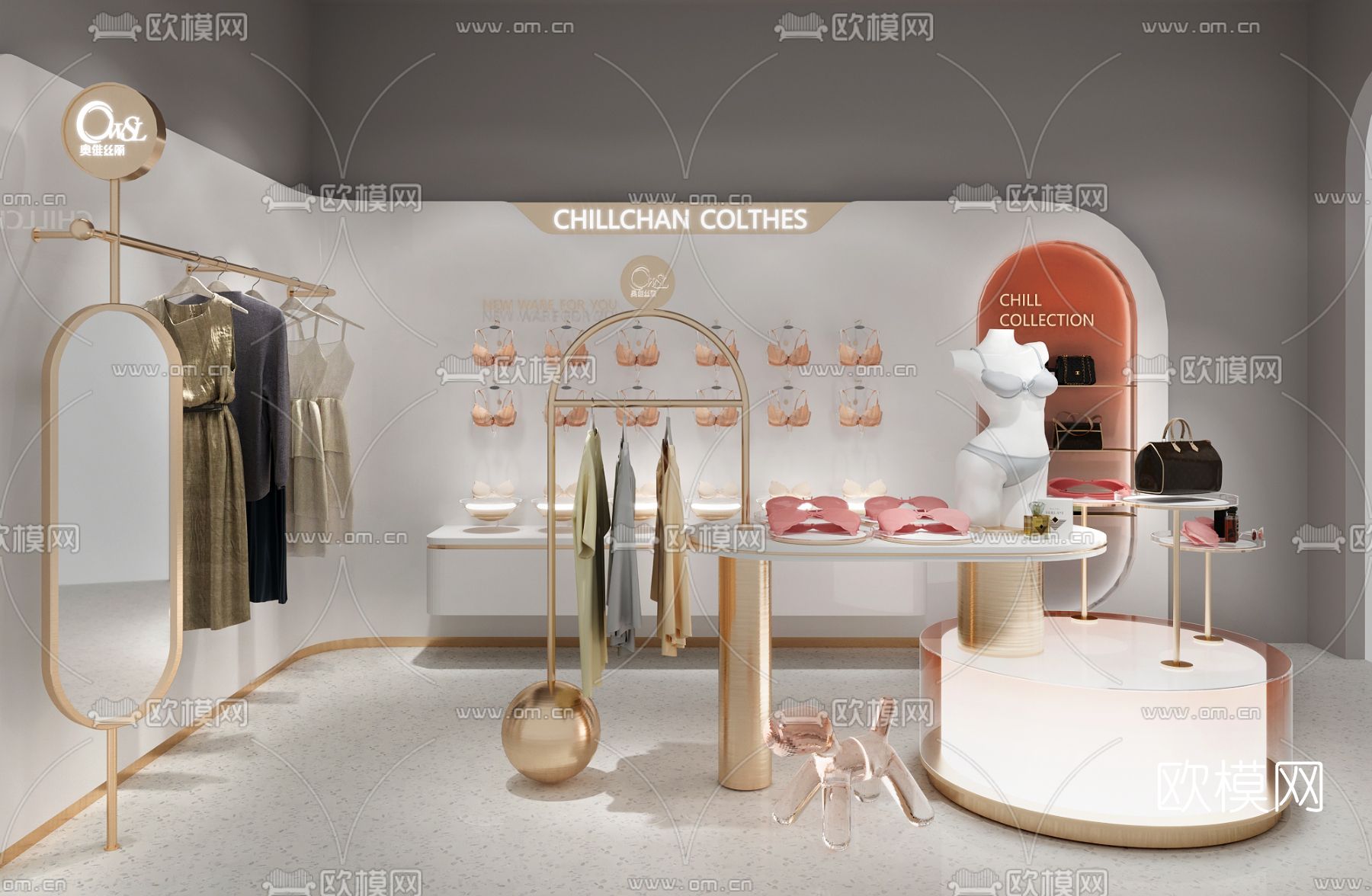 现代内衣店免费3d模型下载（渲染图1）