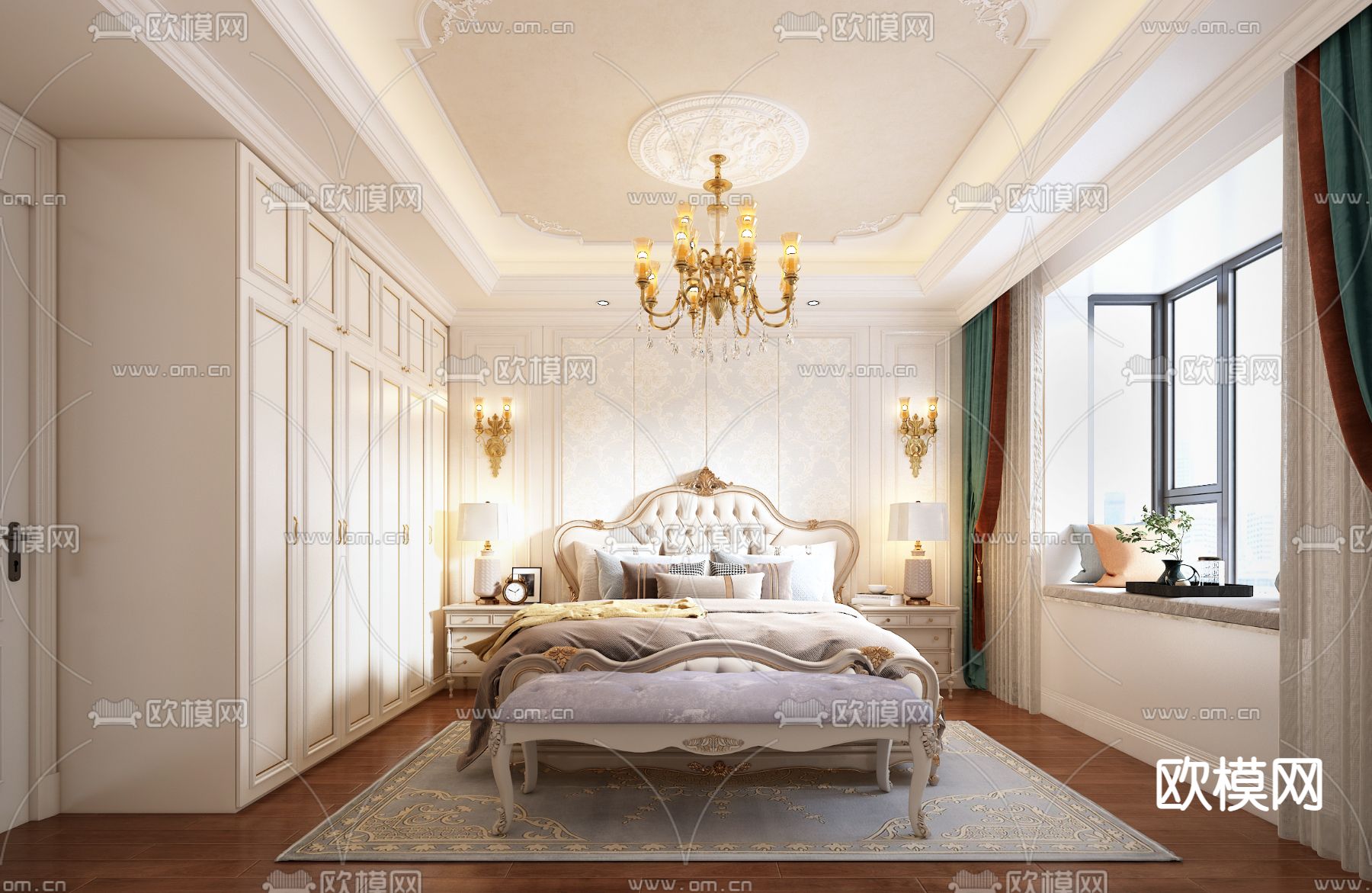 欧式卧室免费3d模型下载
