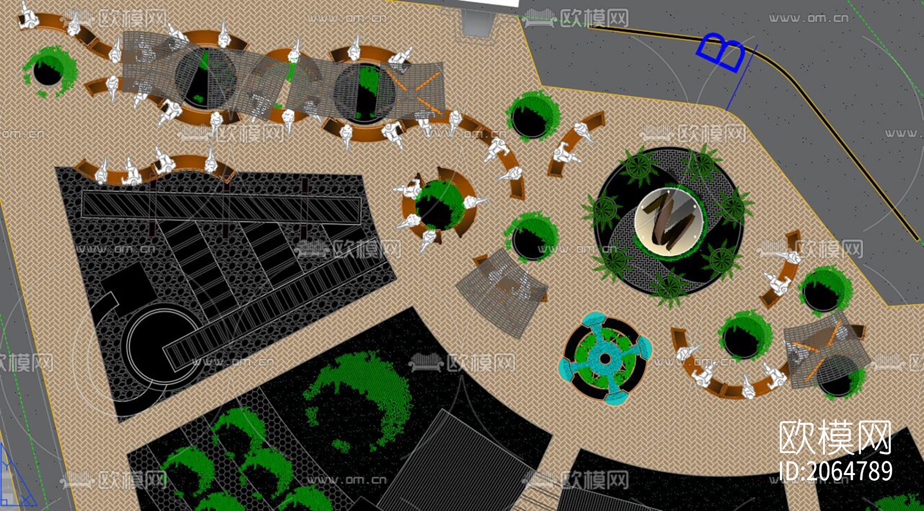 公园景观cad图纸下载（渲染图5）