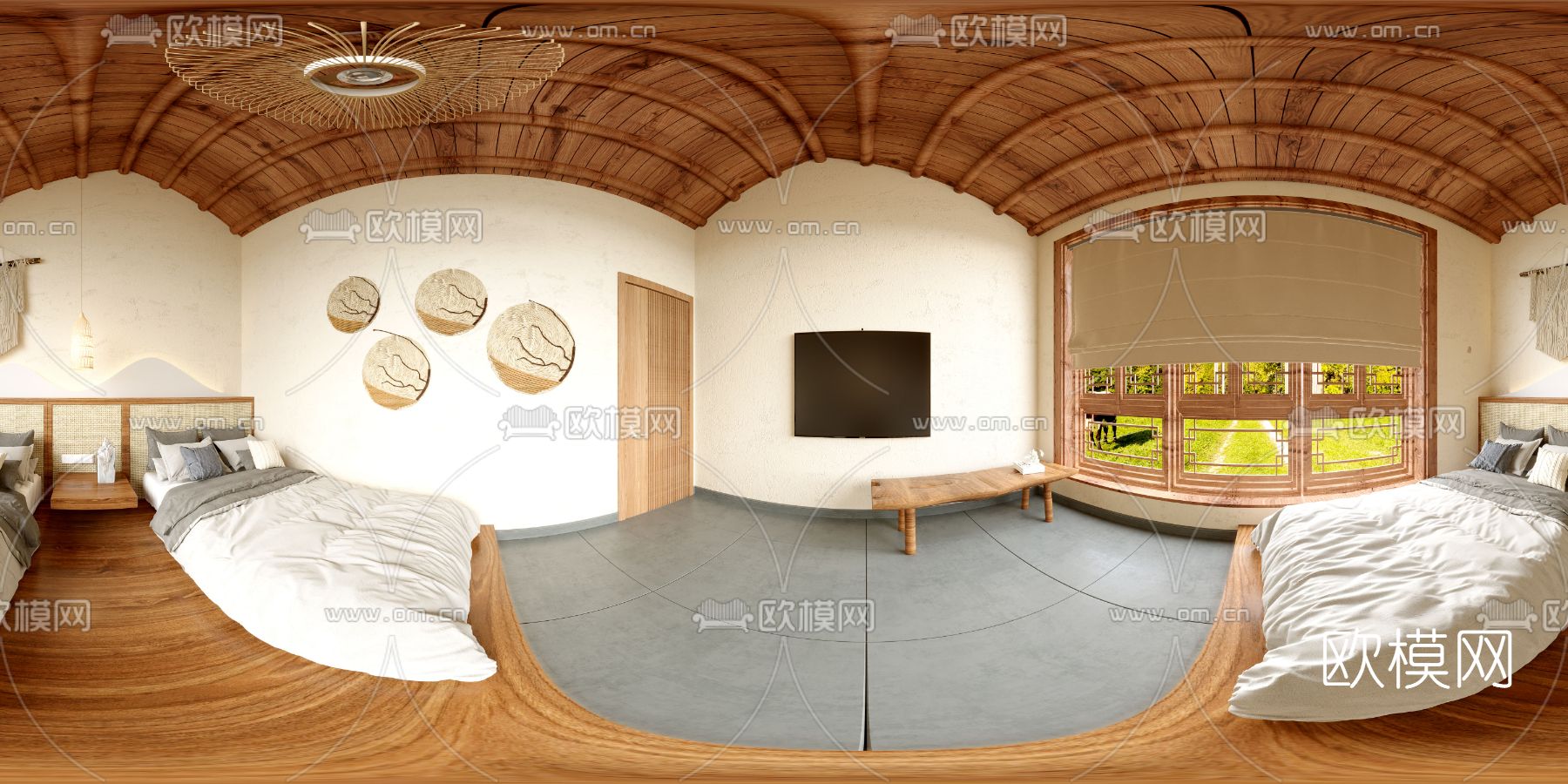 自然风民宿免费3d模型下载（渲染图2）