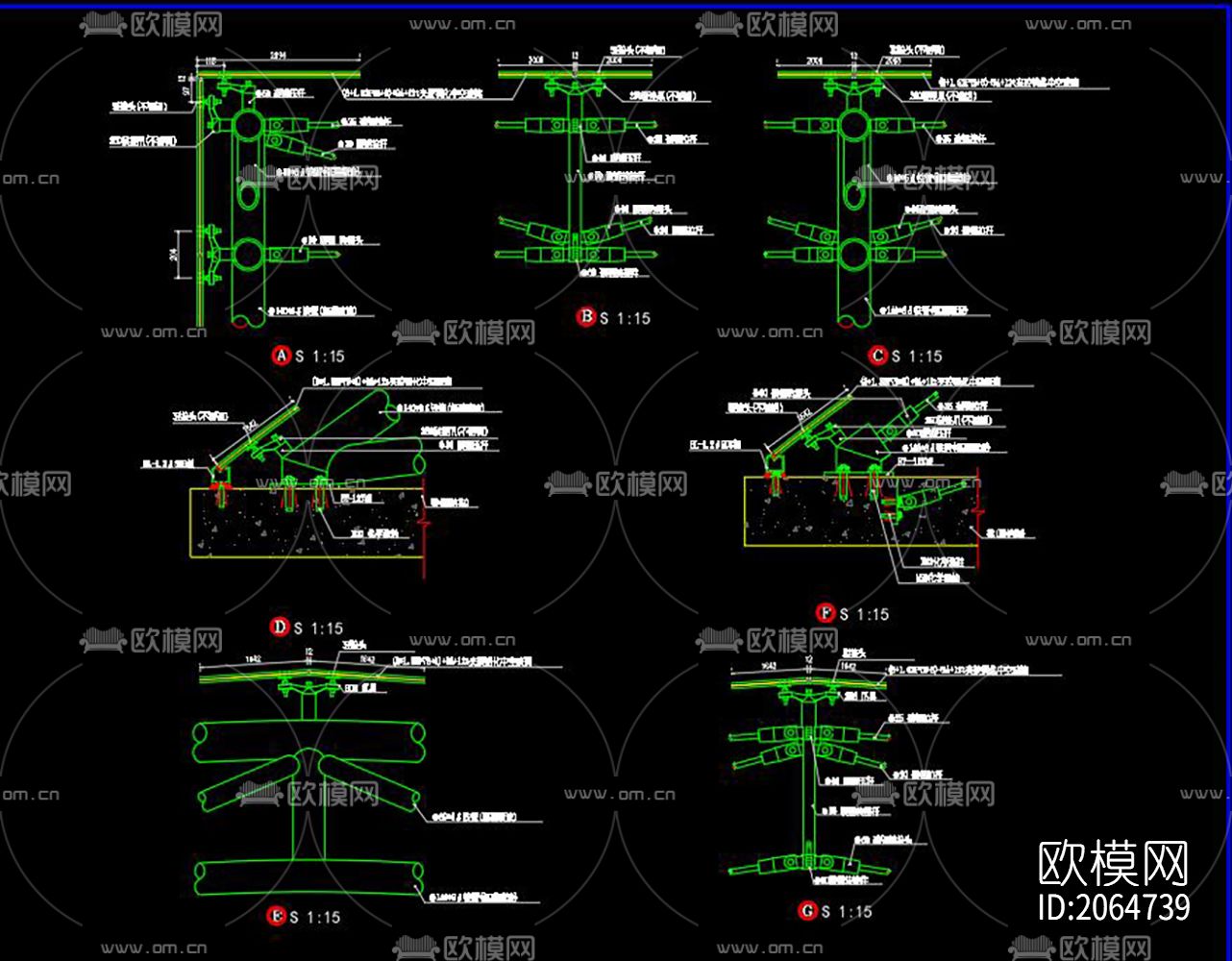 玻璃幕墙cad施工图下载（渲染图5）