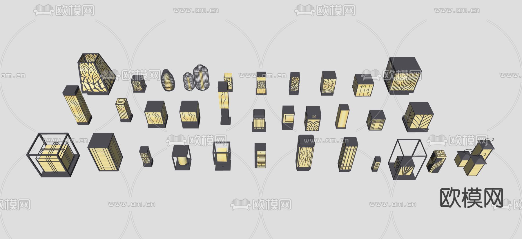 东南亚落地灯su模型下载（渲染图2）