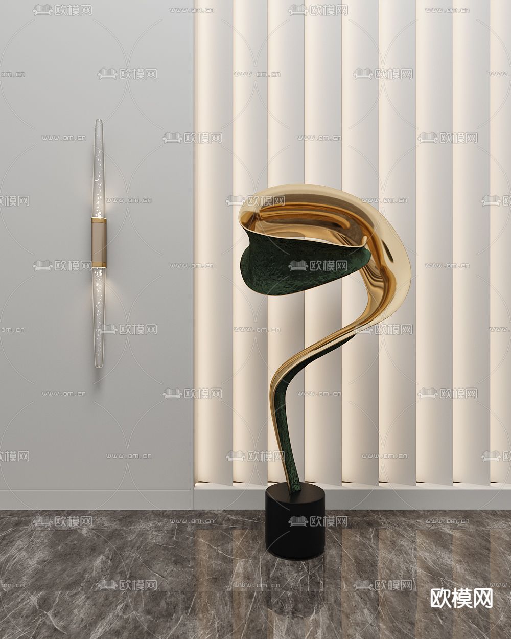 现代抽象金属雕塑摆件3d模型下载