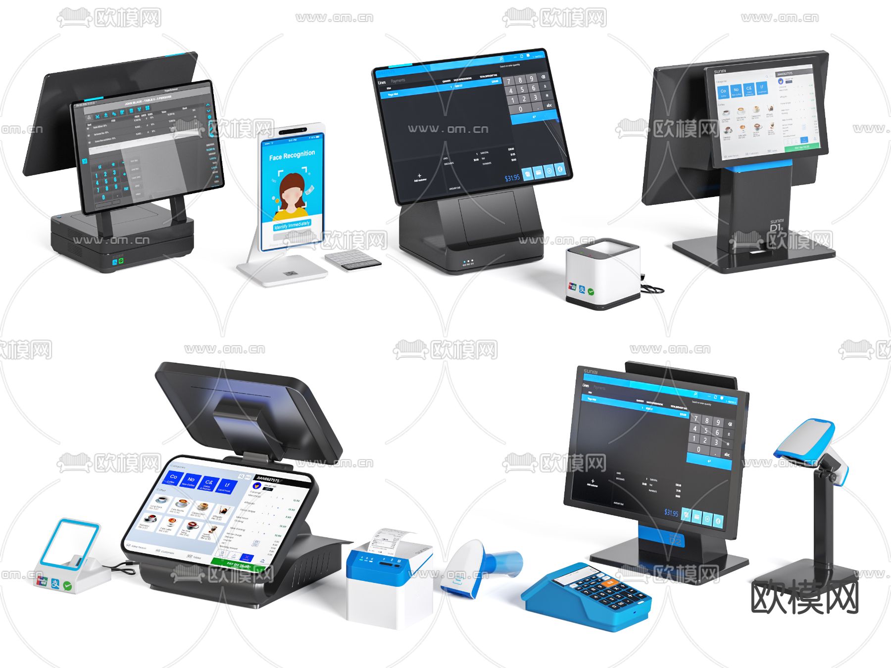 现代收银机扫码器3d模型