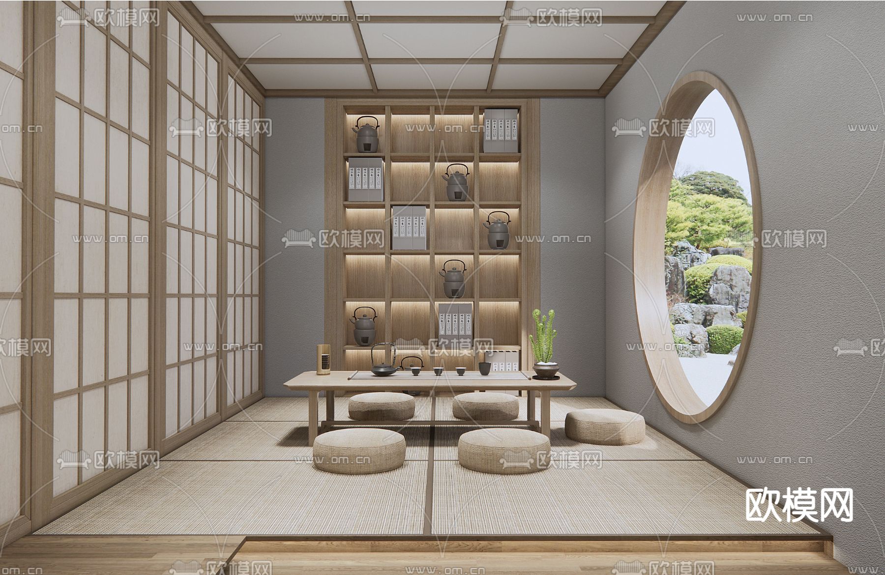 日式榻榻米茶室su模型
