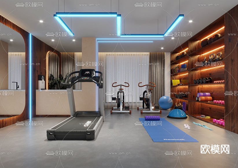 现代健身房3d模型下载