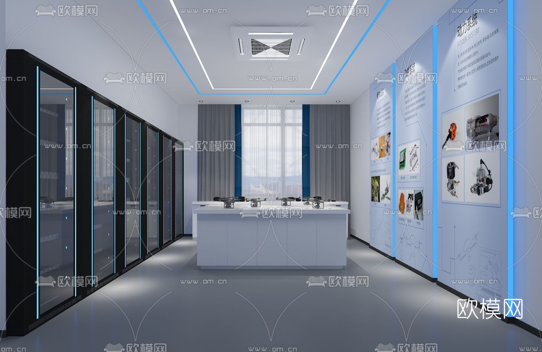 现代科技展厅免费3d模型下载（渲染图2）