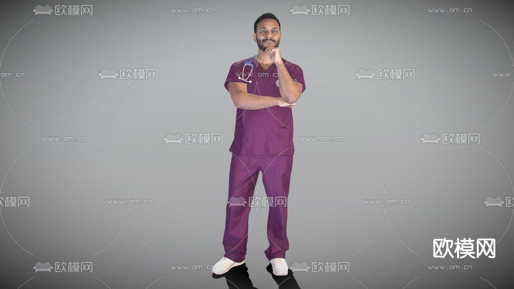 现代男医生免费3d模型下载（渲染图1）