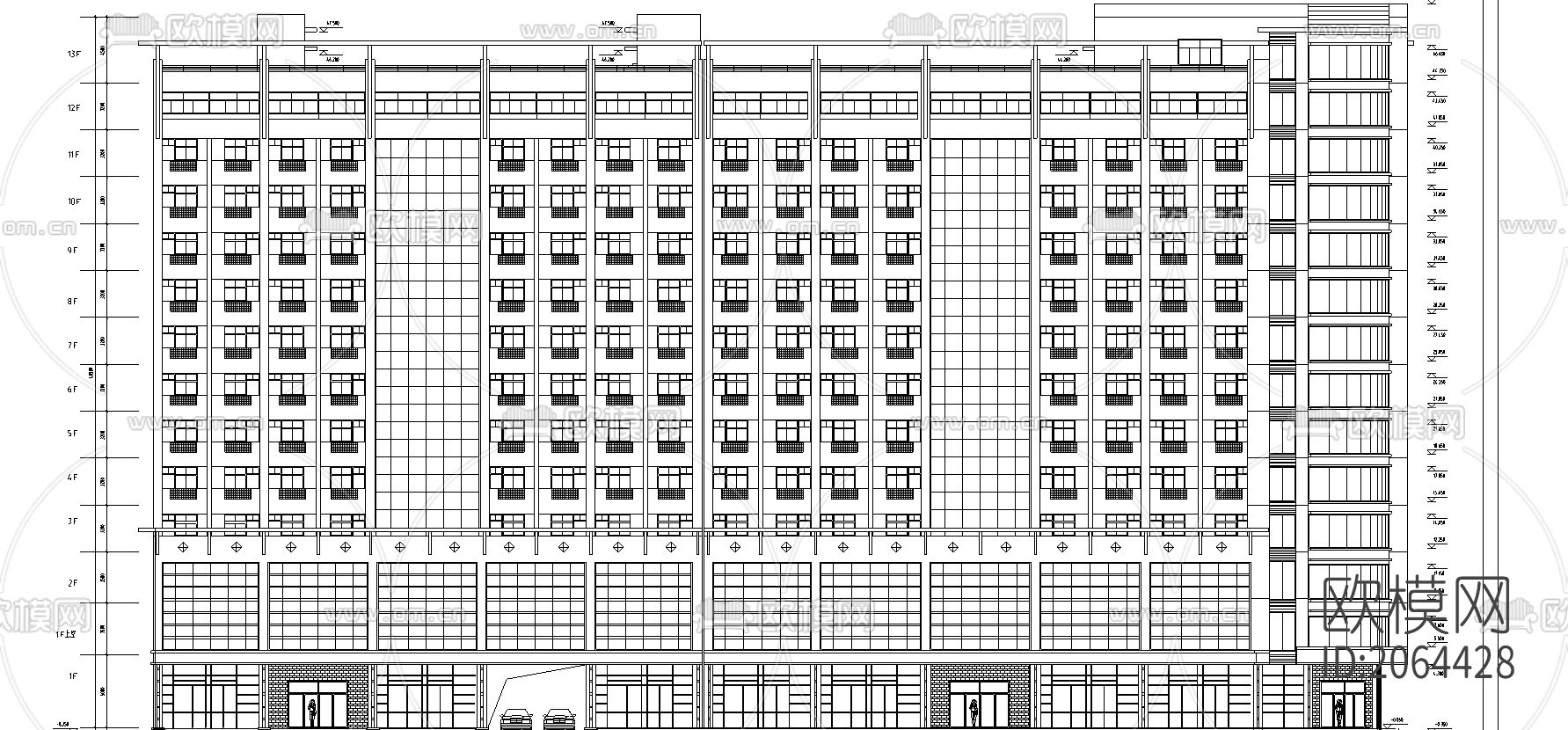 綜合樓cad建筑图纸下载（渲染图1）