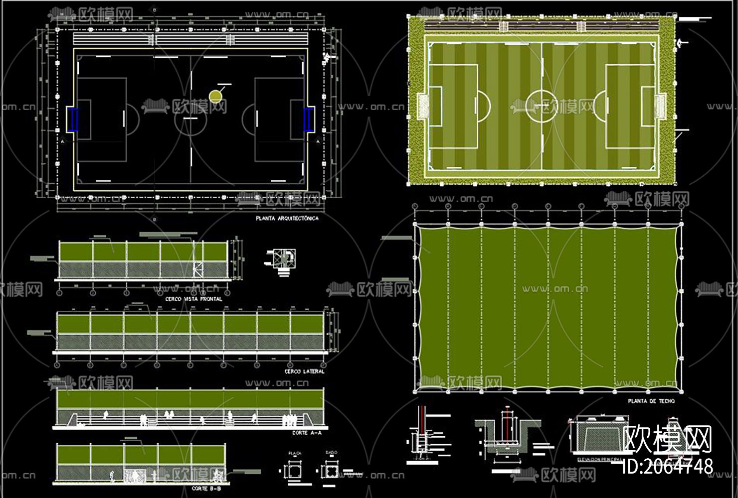 运动场cad图纸下载（渲染图4）