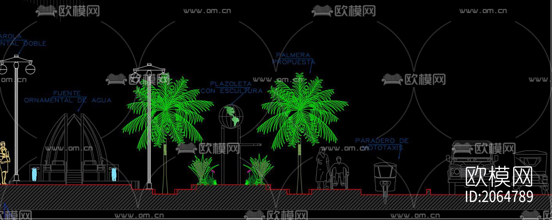 公园景观cad图纸下载（渲染图6）