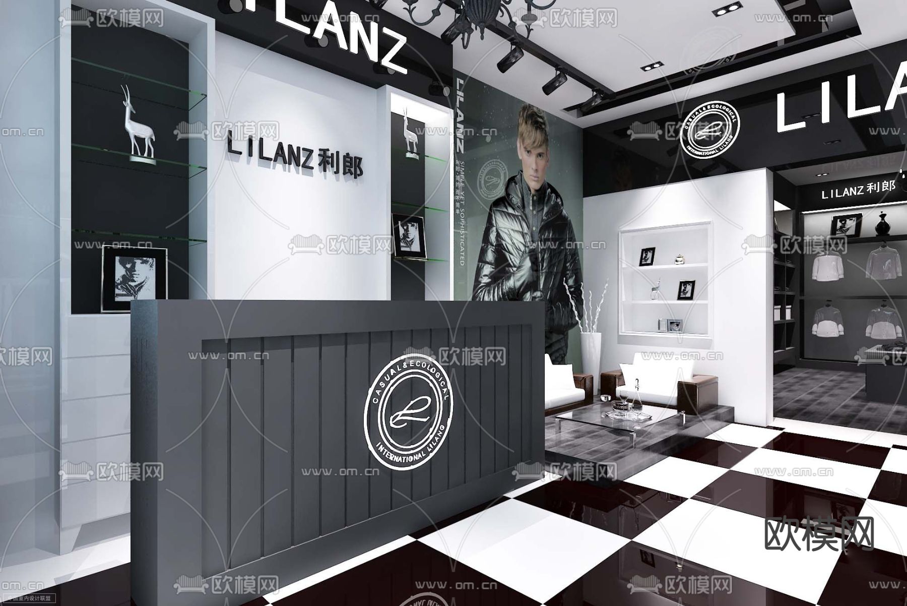 现代男装专卖店男装免费3d模型下载（渲染图1）