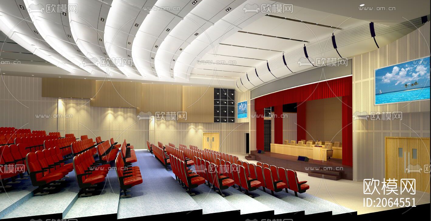 报告厅会议室cad施工图下载（渲染图5）